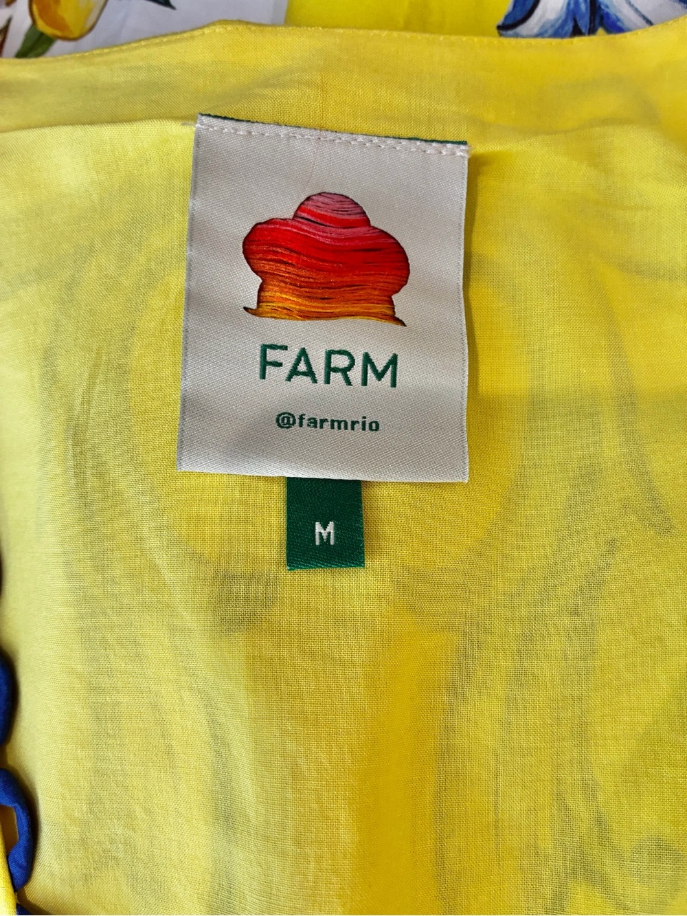 Farm Rio Yellow Mediterranean Sicily Scarf Lemon Tile Dress Medium - Picture 2 of 16
